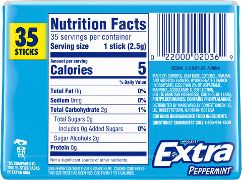 Extra Sugarfree Peppermint Gum 35 ea