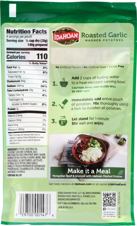 Idahoan Roasted Garlic Mashed Potatoes 4 OZ