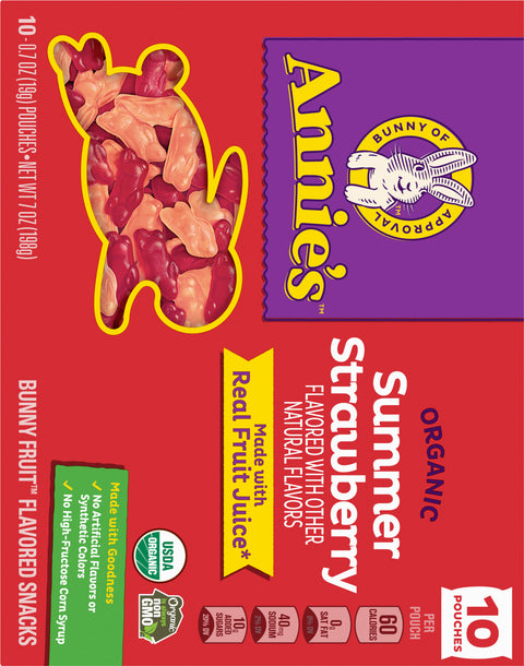 Annies Organic Summer Strawberry Bunny Fruit Snacks 7 OZ
