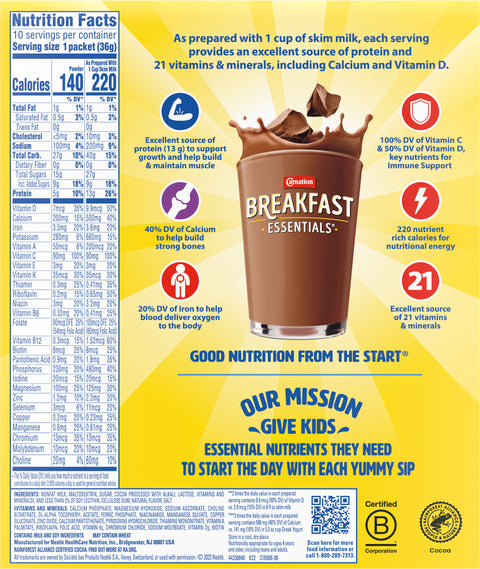 Carnation Drink Mix Instant Breakfast Rich Milk Chocolate 12.6 OZ