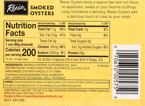 Reese Petite Smoked Oysters 3.7 OZ
