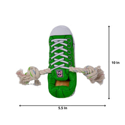 Jojo Modern Pets Squeaking Comfort Plush Sneaker Dog Toy - Green - 1 CT 12 Pack