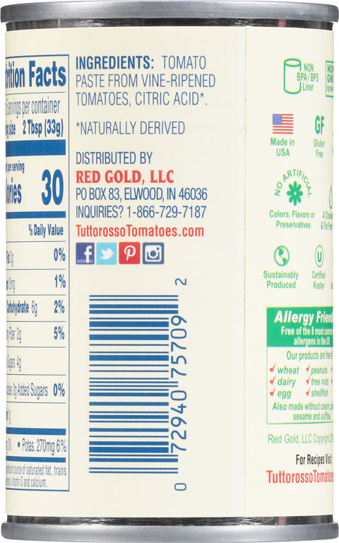 Tuttorosso Tomato Paste 6 OZ