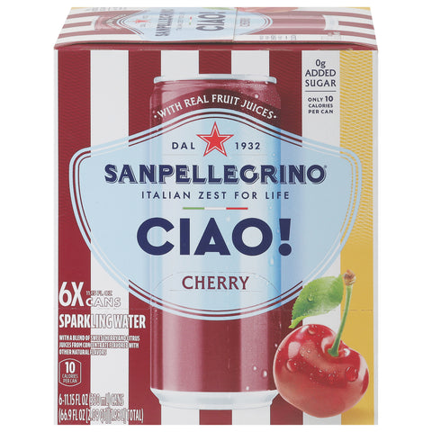 Sanpellegrino Cherry Sparkling Water 6 - 11.15 fl oz Cans - 4 Pack