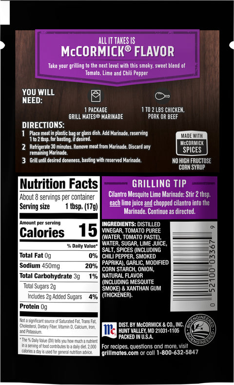 McCormick Grill Mates Smokehouse Mesquite Marinade 5 OZ