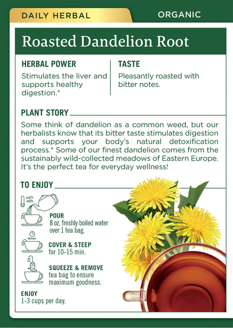 Traditional Medicinals Organic Roasted Dandelion Root Tea 16 CT