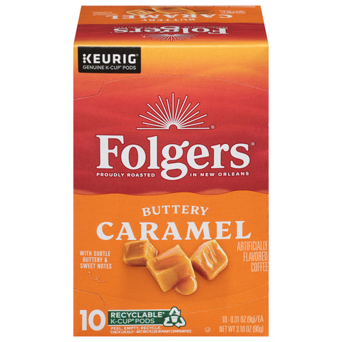 Folgers Buttery Caramel Coffee 10 - 0.31 oz K-Cup Pods - 6 Pack