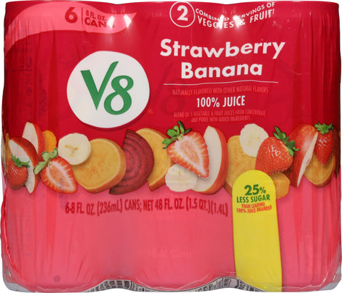 V8 Strawberry Banana 100% Juice 6