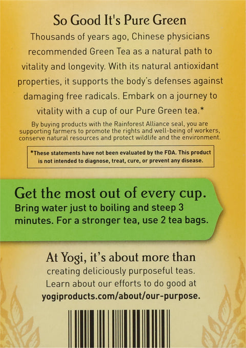 Yogi Organic Green Tea Pure Green 16 CT