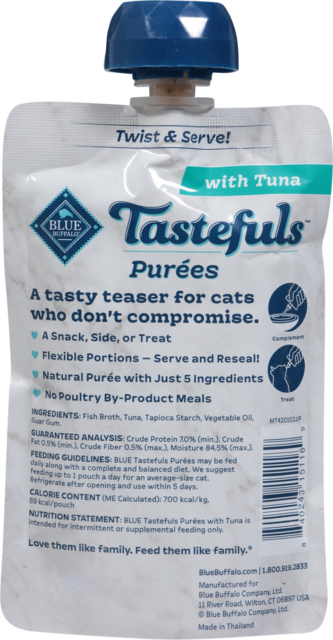 Blue Buffalo Blue Tastefuls Natural Purees Cat Food Complement with Tuna 3 oz