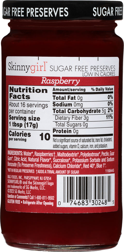 Skinny Girl Sugar Free Preserve Raspberry Bellini 10 OZ