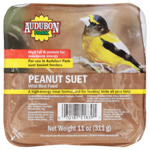 Audubon Park Wild Bird Suet Cake Peanut 11 OZ