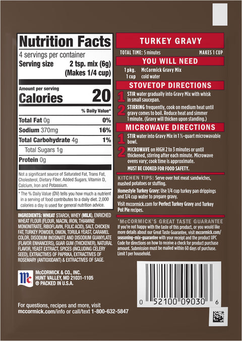 McCormick Mix Gravy Turkey - 0.87 OZ 24 Pack