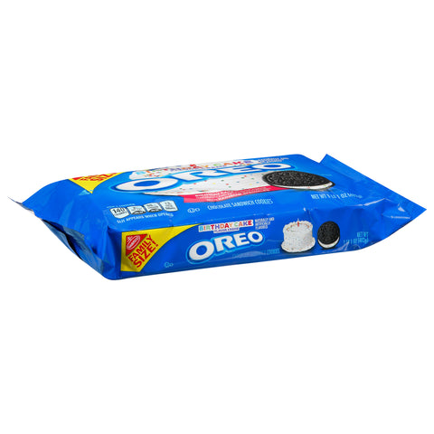 Oreo Birthday Cake Flavor Creme Chocolate Sandwich Cookies Family Size 17 oz - 12 Pack