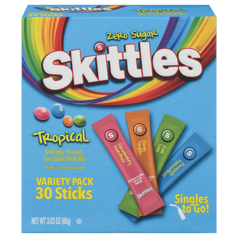 Skittles Singles To Go Tropical Drink Mix Variety Pack 30 ea - 6 Pack