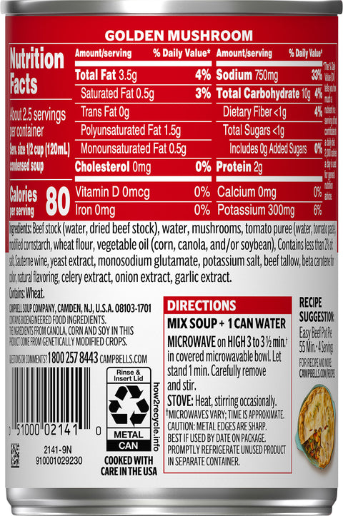 Campbell's Red & White Soup Golden Mushroom 10.5 OZ