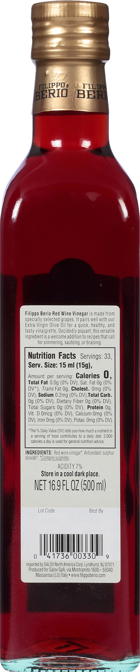 Filippo Berio Red Wine Vinegar 16.9 FZ