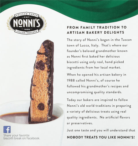 Nonni's Espresso Chocolate Chip Biscotti Cookies 6.88 OZ