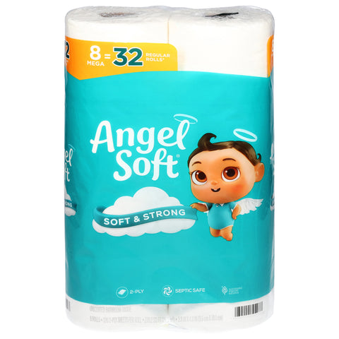 Angel Soft 2-Ply Unscented Bathroom Tissue Mega Rolls 8 ea - 6 Pack