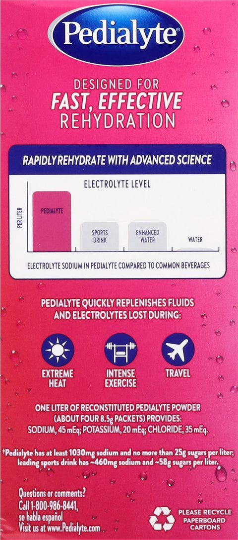 Pedialyte Fast Hydration Strawberry Electrolyte Powder 8