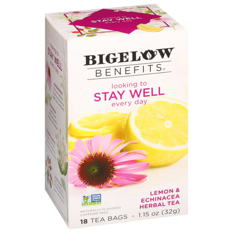 Bigelow Benefits Lemon & Echinacea Herbal Tea 18 CT