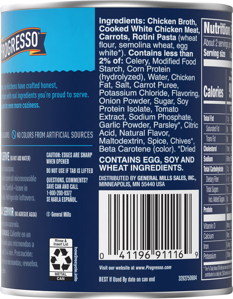 Progresso Traditional Soup Hearty Chicken & Rotini 19 OZ