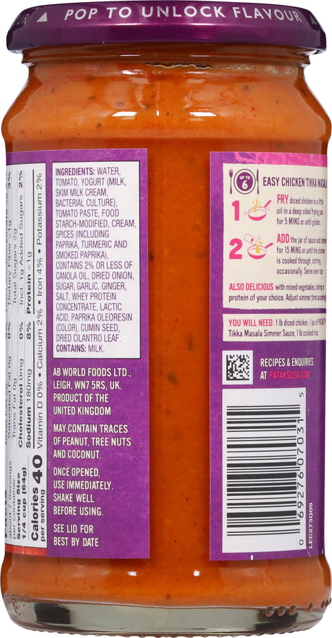 Patak's Tikka Masala Medium Curry Sauce 15 OZ