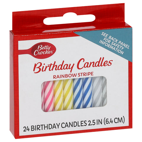 Betty Crocker Candles Rainbow Stripe 24 CT