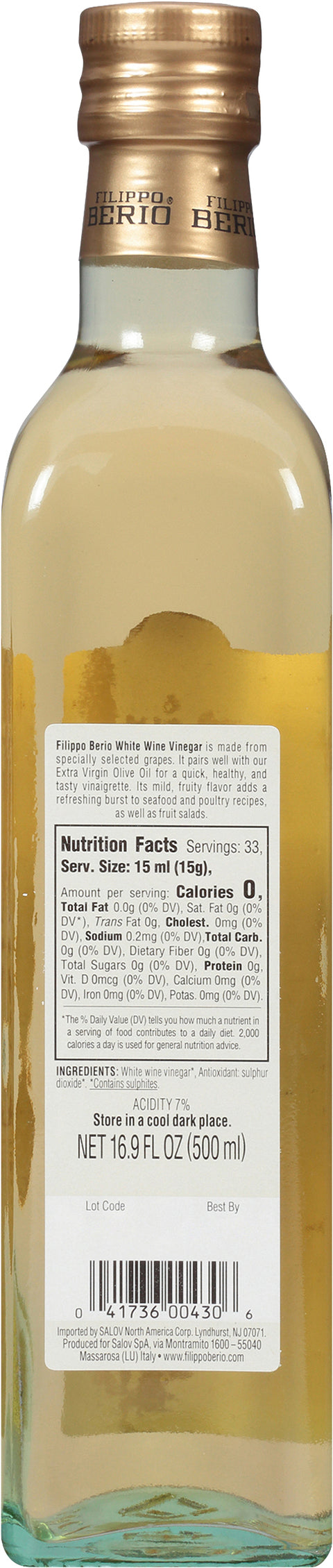 Filippo Berio White Wine Vinegar 16.9 FZ