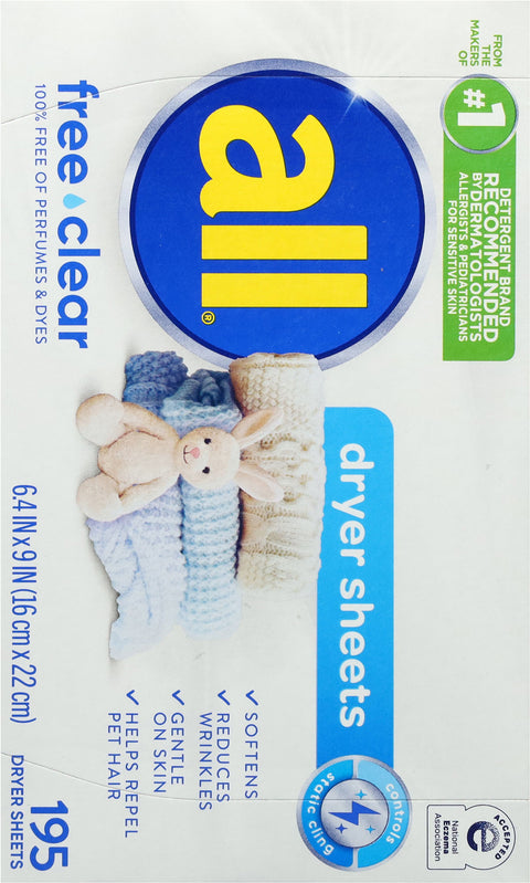All Free Clear Dryer Sheets 195 Each