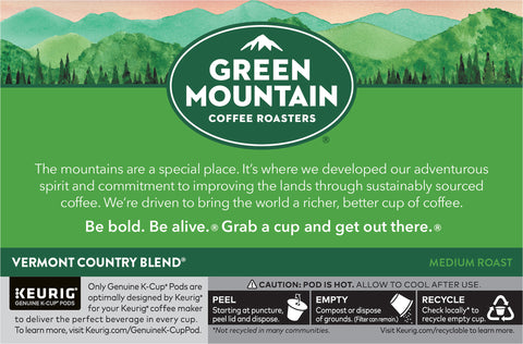 Green Mountain Coffee Roasters Vermont Country Blend Keurig Single-Serve K-Cup Pods, Medium Roast Coffee 3.1 OZ