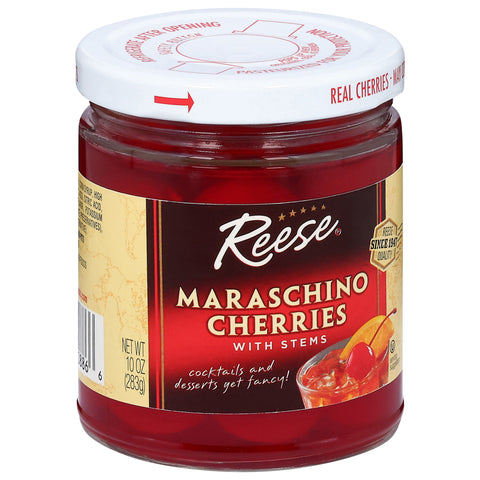 Reese Red Maraschino Cherries With Stems 10 OZ