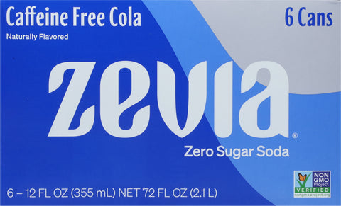 Zevia Zero Sugar Caffeine Free Cola Soda  72 FZ
