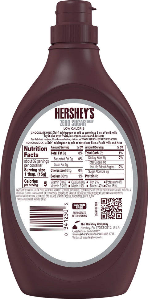Hershey's Zero Sugar Chocolate Syrup 17.5 OZ