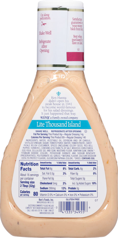 Ken's Steak House Lite Thousand Island Dressing 16 FZ