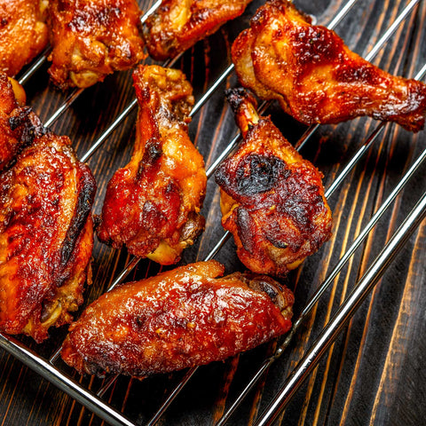 Slow Smoked BBQ Chicken Wings – Naked, Jalapeño Honey or Garlic Parmesan