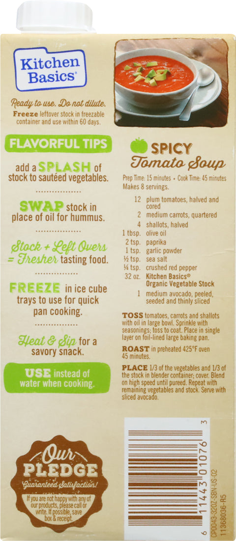 Kitchen Basics Organic Gluten Free Vegetable Stock 32 OZ