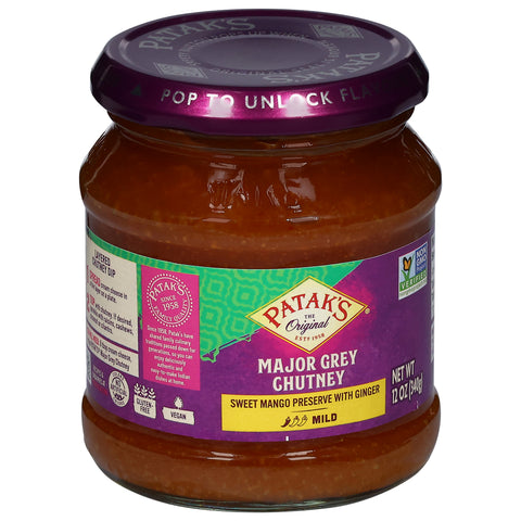 Patak's Major Grey Mild Chutney With Mango Preserve And Ginger 12 OZ