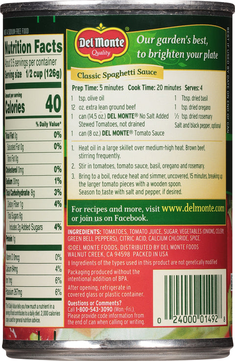 Del Monte Tomatoes Stewed No Salt Added 14.5 OZ