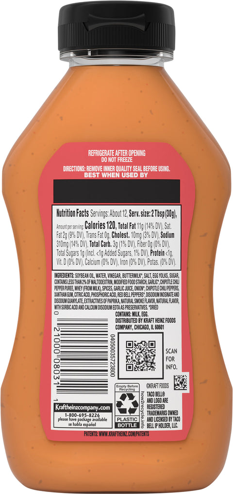 Taco Bell Creamy Chipotle Sauce 12 FZ