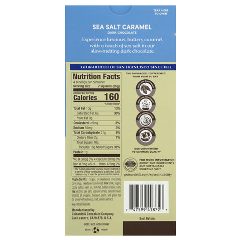 Ghirardelli Sea Salt Caramel Dark Chocolate 4.8 OZ