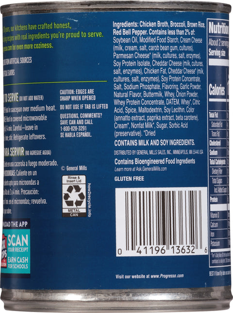 Progresso Broccoli Cheese with Brown Rice Soup 18 oz