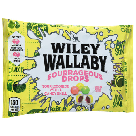Wiley Wallaby Sourrageous Drops Sour Licorice with a Candy Shell 1.7 OZ