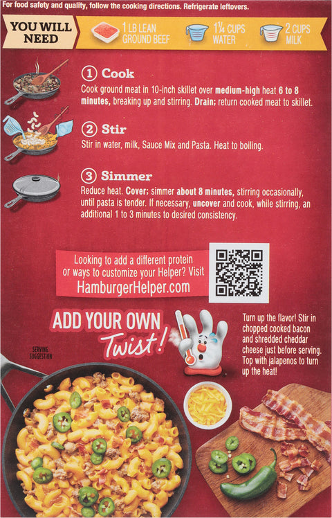 Hamburger Helper Medium Spicy Jalapeno Cheeseburger Pasta & Cheese Sauce Mix 6 oz