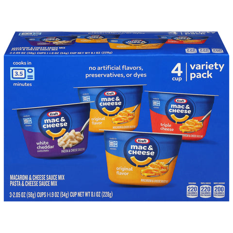 Kraft White Cheddar/Original Flavor/Triple Cheese Mac & Cheese Variety Pack 4 ea - 6 Pack