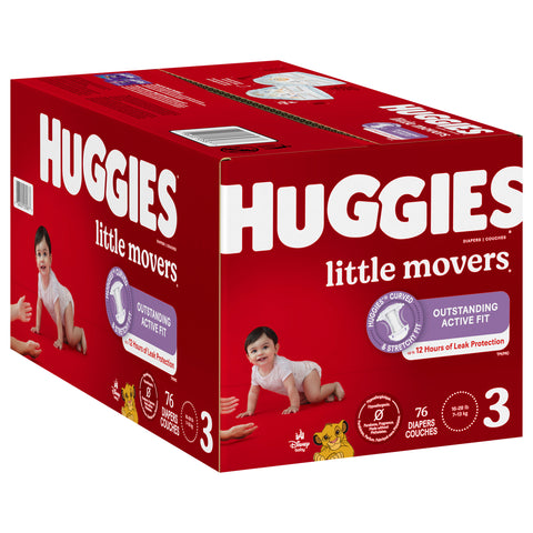 Huggies Little Movers Baby Diapers, Size 3, 76 Ct