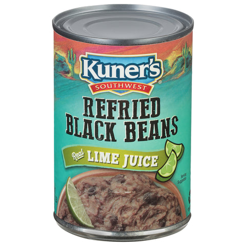 Kuner's Beans Refried Black With Lime 16 OZ
