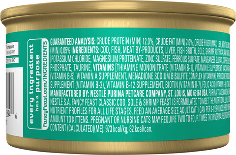 Fancy Feast Cod, Sole & Shrimp Feast 3 OZ