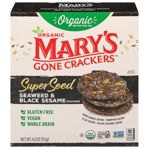 Mary's Gone Crackers Super Seed Seaweed & Black Sesame Crackers 4.0 oz - 6 Pack