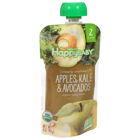 Happy Baby Organic Stage 2 Clearly Crafted Apples, Kale & Avocados 4 OZ